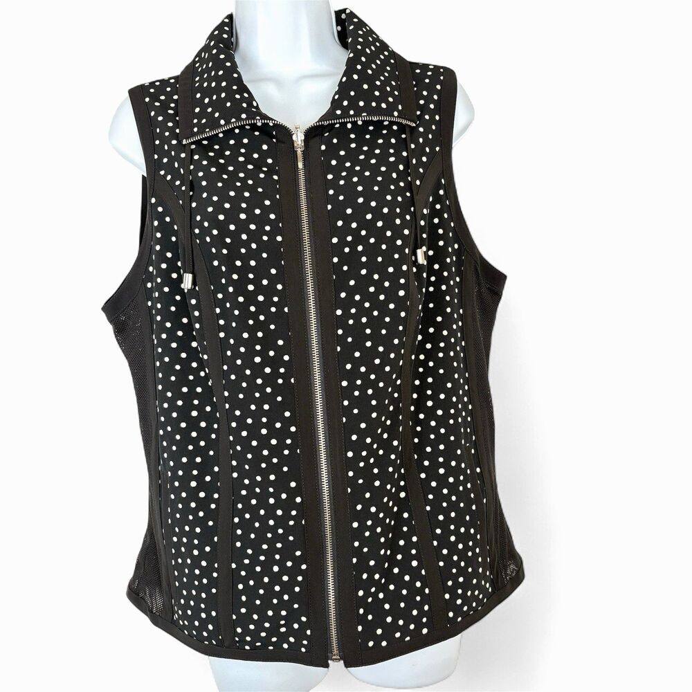 Zenergy by Chico's Black and White Polka‎ Dot Vest Size 1 Small